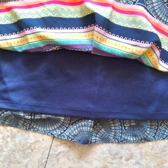 Blue Rain pleated multi-print skirt, size M - Picture 5 of 8